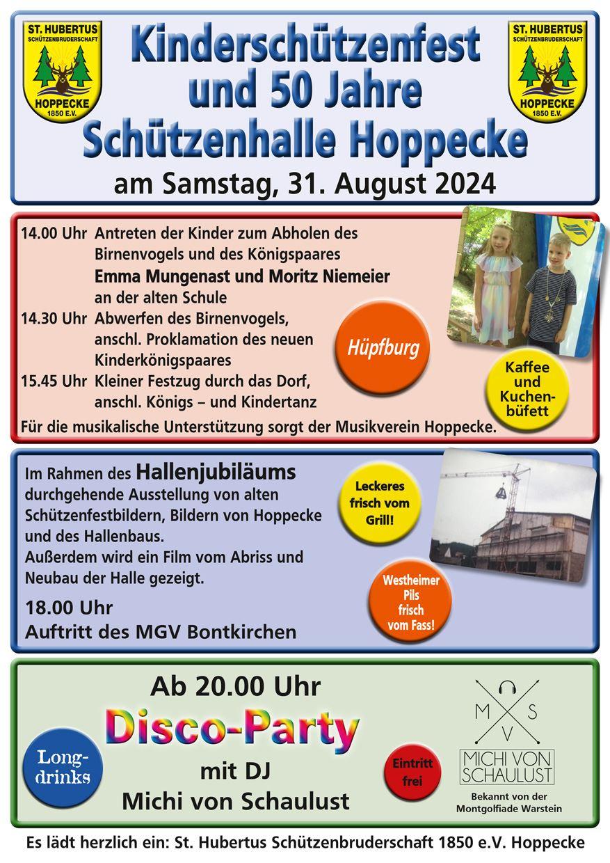 Plakat Kinderschützenfest und Hallenjubiläum